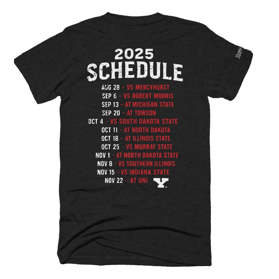 YSU Football 2025 Schedule Tee - Image 2
